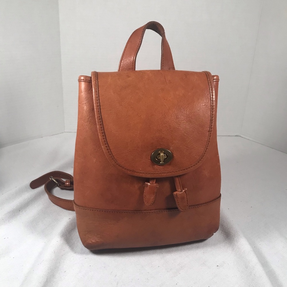 Vintage Soft Leather Brown Mini Adjustable Y2K Backpack Purse
